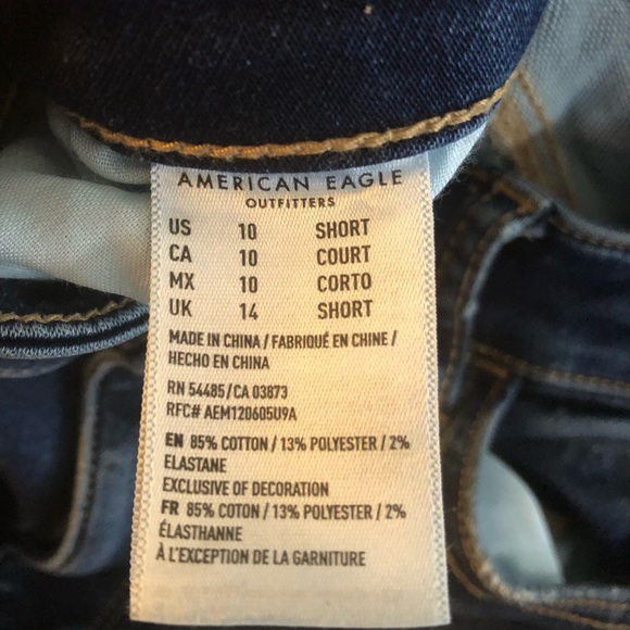 AMERICAN EAGLE Hi Rise Jeggings Dark Deconstructed 10 Short Next Level Stretch - Picture 8 of 8